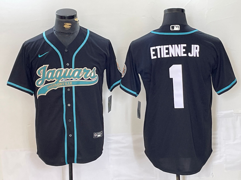 Men's Jacksonville Jaguars Travis Etienne Jr #1 Black Game Jersey1 football jersey product view 1
