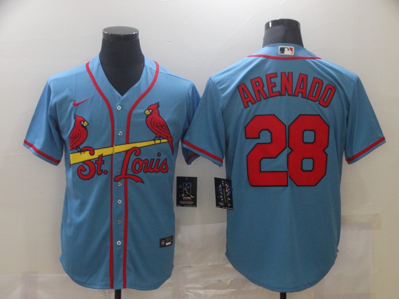Men's St. Louis Cardinals Nolan Arenado #28 Blue Replica Baseball Jersey baseball jersey product view 1