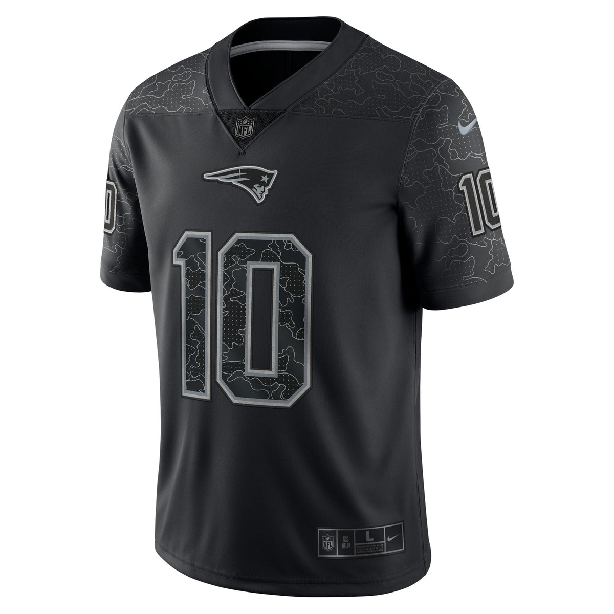 Mac Jones New England Patriots Nike RFLCTV Limited Jersey - Black football jersey product view 3