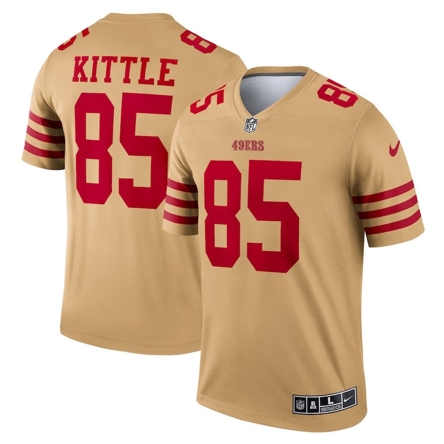 George Kittle 85 San Francisco 49ers Inverted Legend Jersey - Gold football jersey product view 1