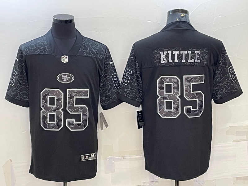 Men's San Francisco 49ers George Kittle #85 Black Retired Player RFLCTV Limited Jersey1 football jersey product view 1