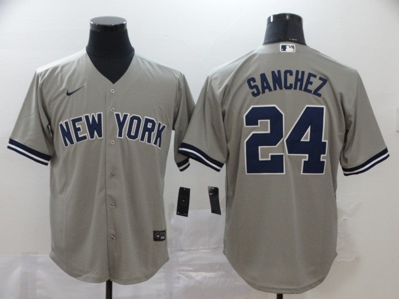 Men's New York Yankees Gary Sanchez #24 Gray Replica Baseball Jersey1 baseball jersey product view 1