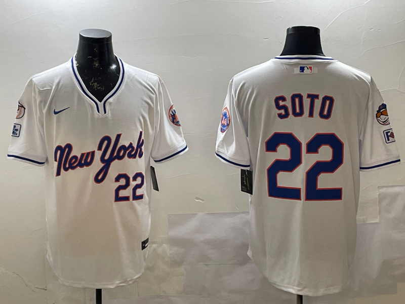 Men's New York Mets Juan Soto #22 White Replica Player Jersey1 baseball jersey product view 1