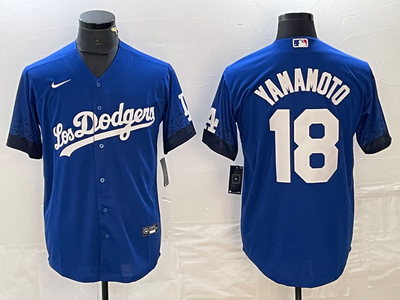 Men's Los Angeles Dodgers Yoshinobu Yamamoto #18 Royal City Connect Replica Player Jersey1 baseball jersey product view 1