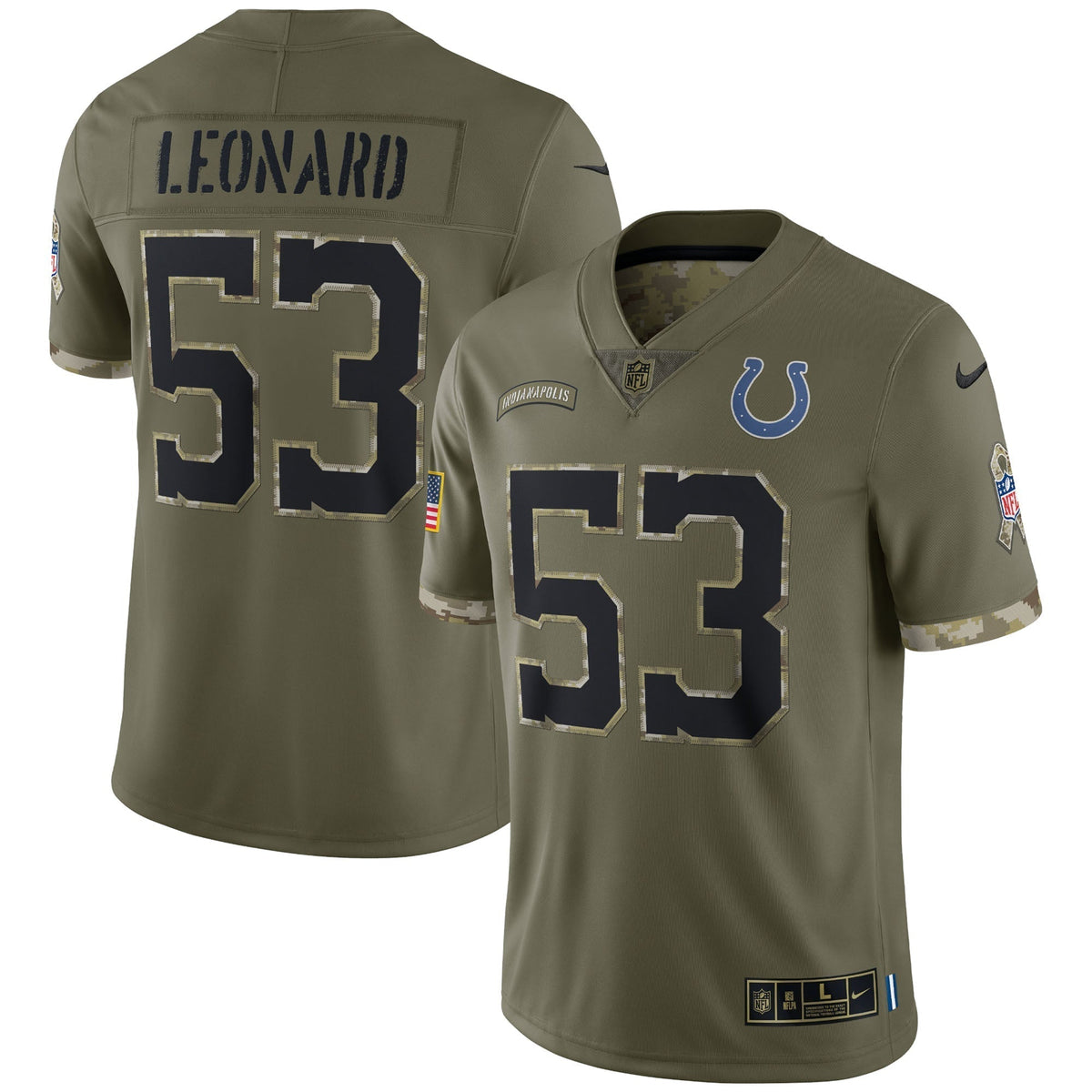 Shaquille Leonard Indianapolis Colts Nike Salute To Service Limited Jersey - Olive football jersey product view 1