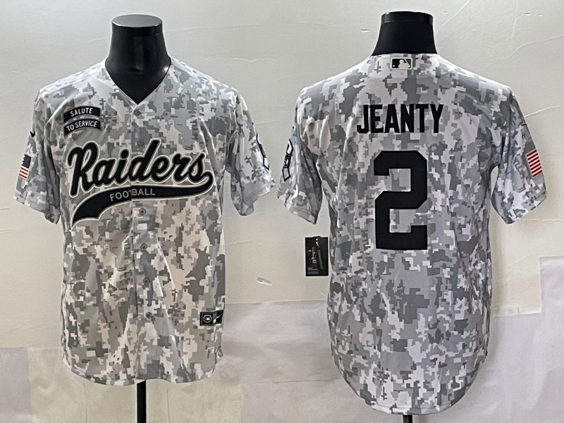 Men's Las Vegas Raiders Ashton Jeanty #2 Arctic Camo 2024 Salute to Service Retired Player Limited Jersey football jersey product view 1