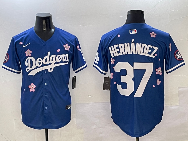 Men's Los Angeles Dodgers Teoscar Hernandez #37 Royal Player Game Jersey1 baseball jersey product view 1