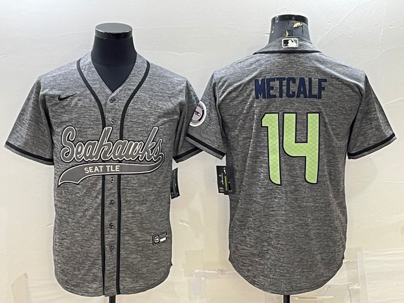 Men's Seattle Seahawks DK Metcalf #14 Gray Player Jersey Joint Edition football jersey product view 1