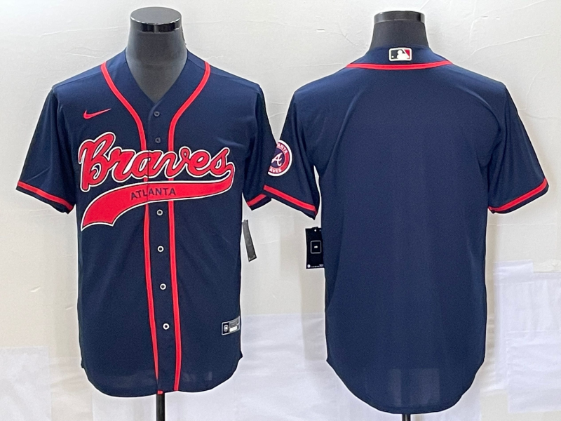 Men's Atlanta Braves Navy Replica Blank Jersey1 Joint Edition baseball jersey product view 1