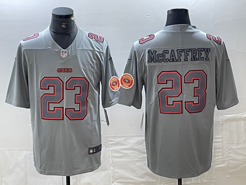Men's San Francisco 49ers Christian McCaffrey #23 Gray Atmosphere Fashion Game Jersey1 football jersey product view 1
