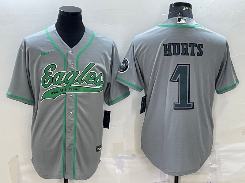 Men's Philadelphia Eagles Jalen Hurts #1 Gray Game Jersey1 Joint Edition football jersey product view 1