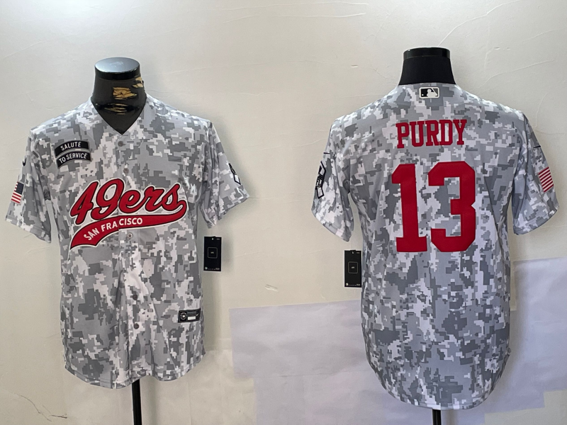 Men's San Francisco 49ers Brock Purdy #13 Arctic Camo Salute to Service Limited Jersey1 football jersey product view 1