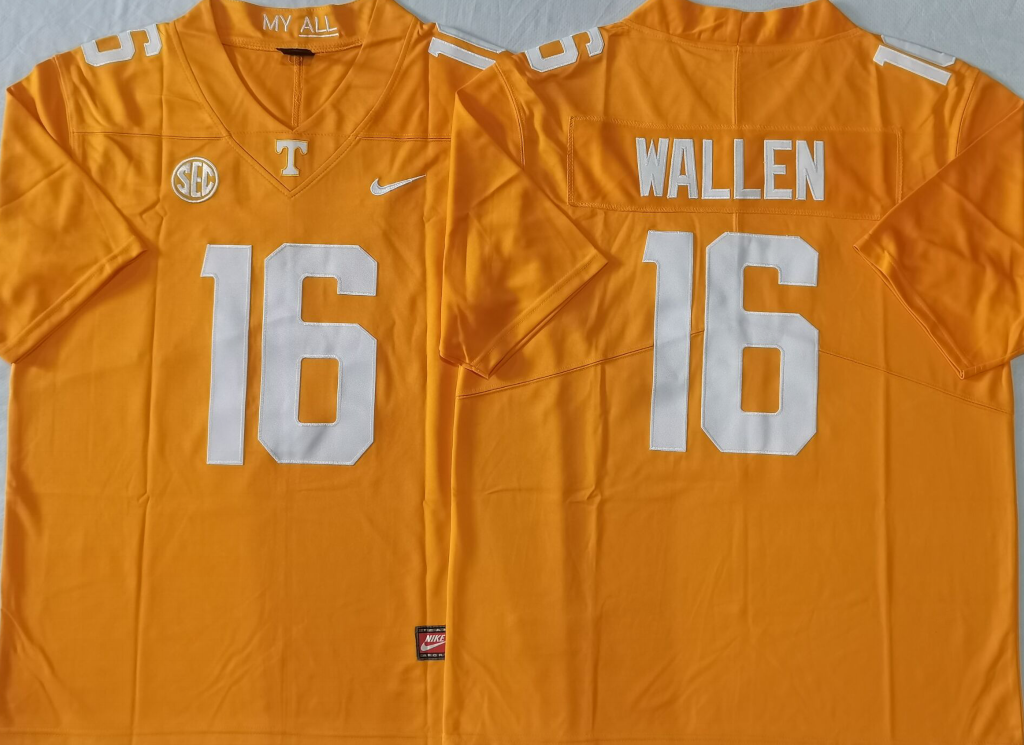 Men's Tennessee Volunteers Morgan Wallen #16 Orange Player Game Jersey sports jersey product view 1