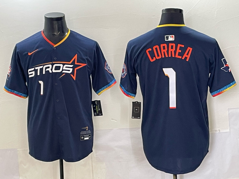 Men's Houston Astros Carlos Correa #1 Navy 2025 City Connect Limited Player Jersey baseball jersey product view 1