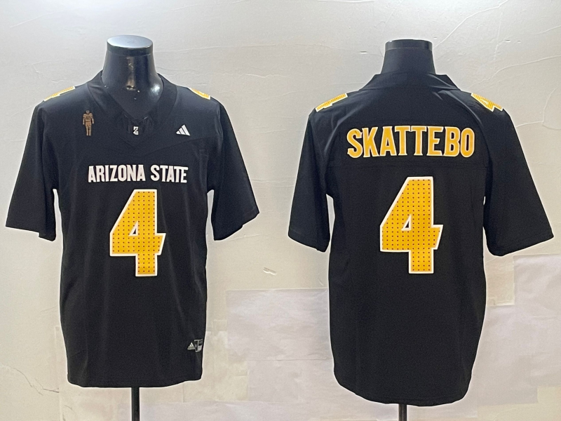 Men's Arizona State Sun Devils Cameron Skattebo #4 Black Player Jersey sports jersey product view 1