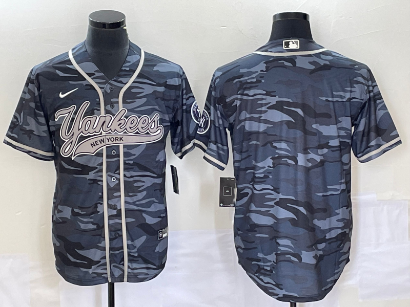 Men's New York Yankees Grey Camouflage Replica Blank Jersey1 Joint Edition baseball jersey product view 1