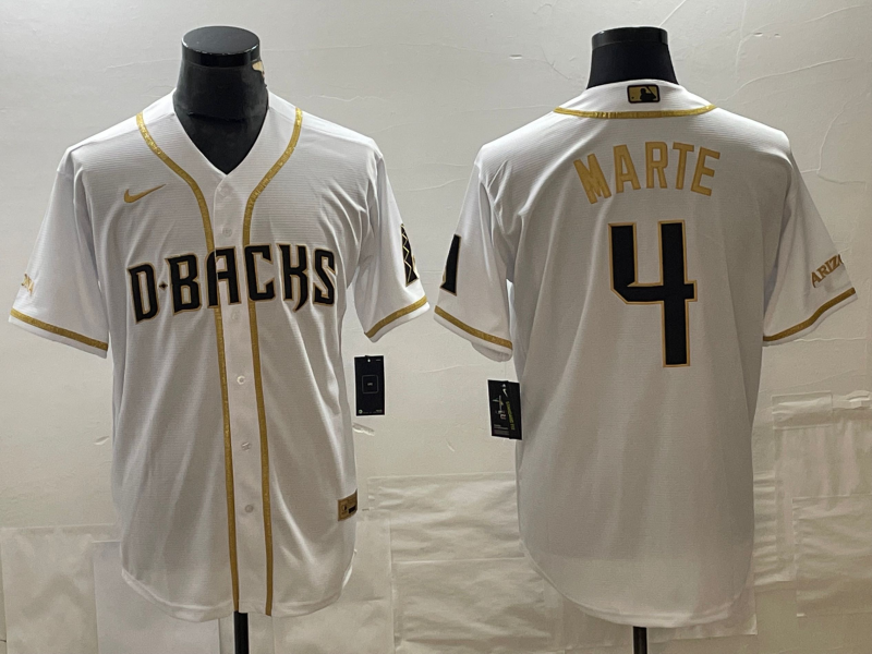 Men's Arizona Diamondbacks Ketel Marte #4 White Replica Baseball Jersey1 baseball jersey product view 1