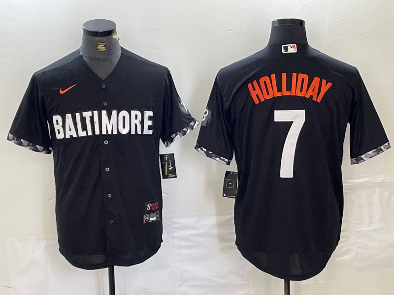 Men's Baltimore Orioles Jackson Holliday #7 Black City Connect Replica Player Jersey baseball jersey product view 1