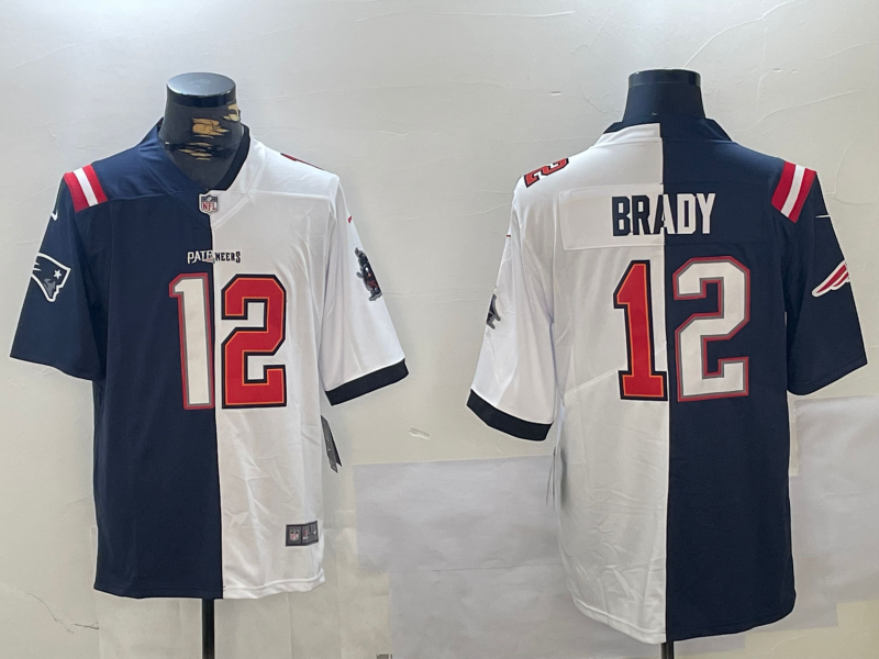 Men's New England Patriots Tom Brady #12 Navy/White Game Jersey1 football jersey product view 1