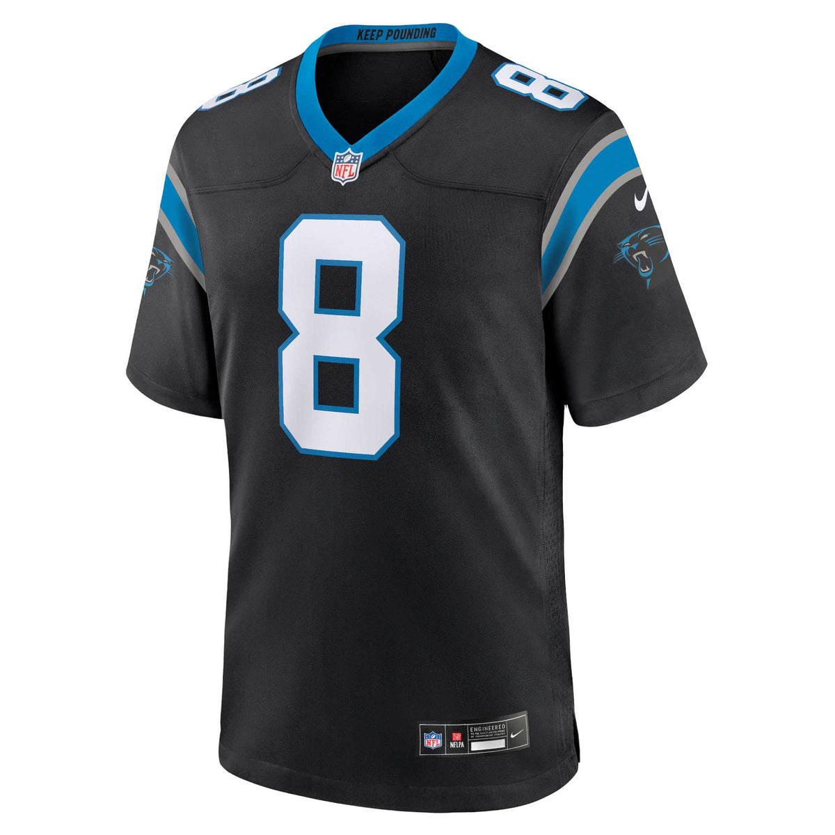 Jaycee Horn Carolina Panthers Nike Game Jersey - Black football jersey product view 2