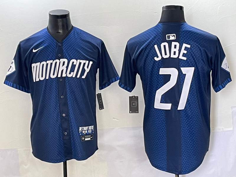 Men's Detroit Tigers Jackson Jobe #21 Navy City Connect Limited Player Jersey baseball jersey product view 1