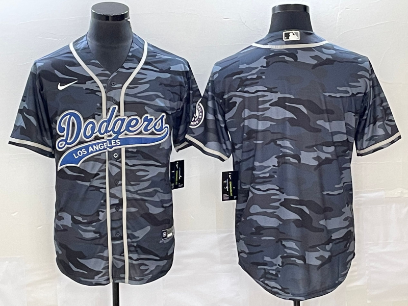 Men's Los Angeles Dodgers Grey Camouflage Blank Jersey1 Joint Edition baseball jersey product view 1