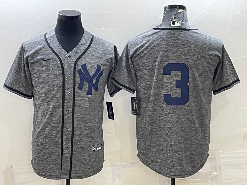 Men's New York Yankees Babe Ruth #3 Gray Replica Game Name Jersey1 baseball jersey product view 1