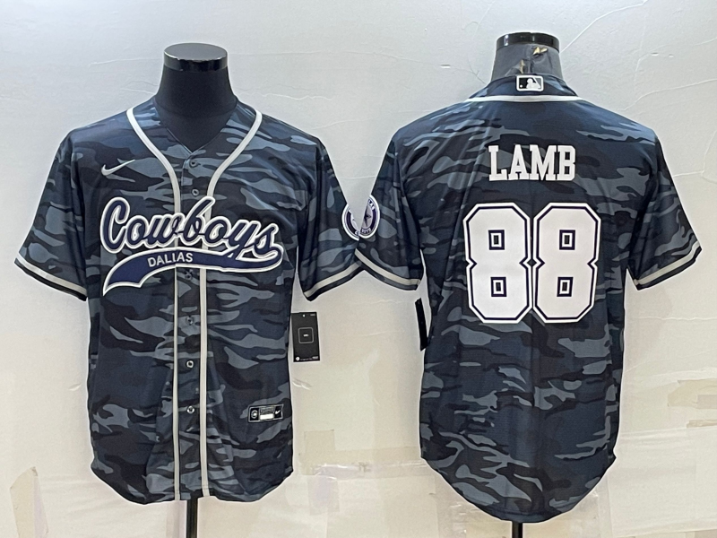 Men's Dallas Cowboys CeeDee Lamb #88 Grey Camouflage Game Jersey1 Joint Edition football jersey product view 1