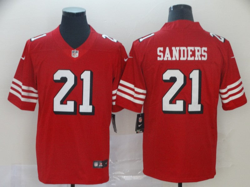 Men's San Francisco 49ers Deion Sanders #21 Red Game Player Jersey1 football jersey product view 1