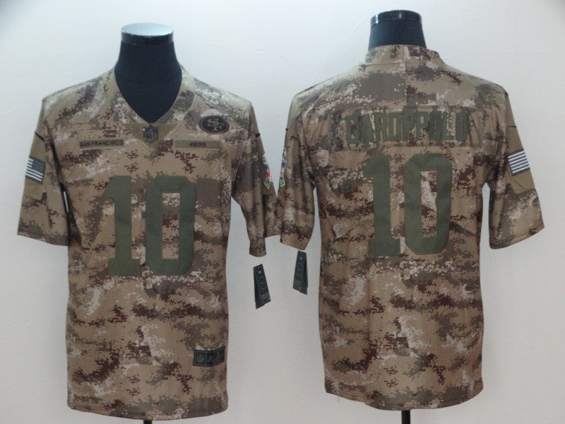 Men's San Francisco 49ers Jimmy Garoppolo #10 Camouflage Game Jersey1 football jersey product view 1