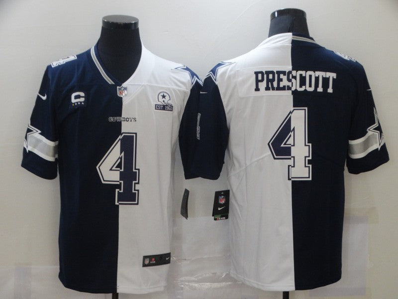 Men's Dallas Cowboys Dak Prescott #4 Navy/White Game Jersey1 football jersey product view 1