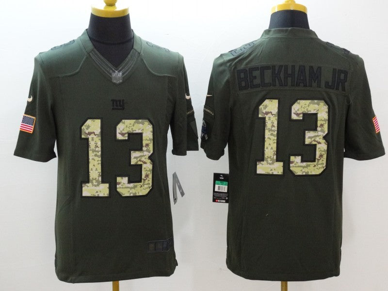 Men's New York Giants Odell Beckham Jr. #13 Army Green Game Jersey1 football jersey product view 1