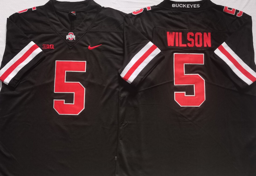 Men's Ohio State Buckeyes Garrett Wilson #5 Black Player Game Jersey sports jersey product view 1