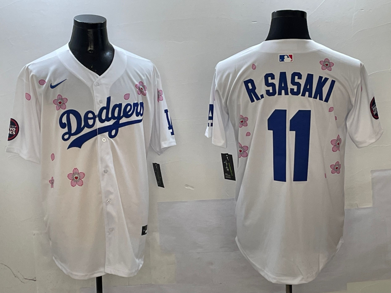 Men's Los Angeles Dodgers Roki Sasaki #11 White Alternate Replica Player Jersey1 baseball jersey product view 1