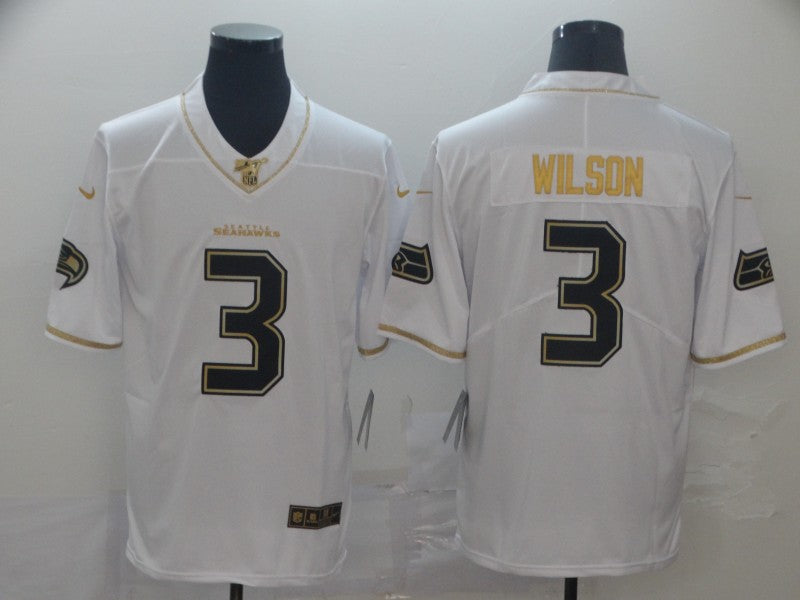Men's Seattle Seahawks Russell Wilson #3 White Player Game Jersey football jersey product view 1