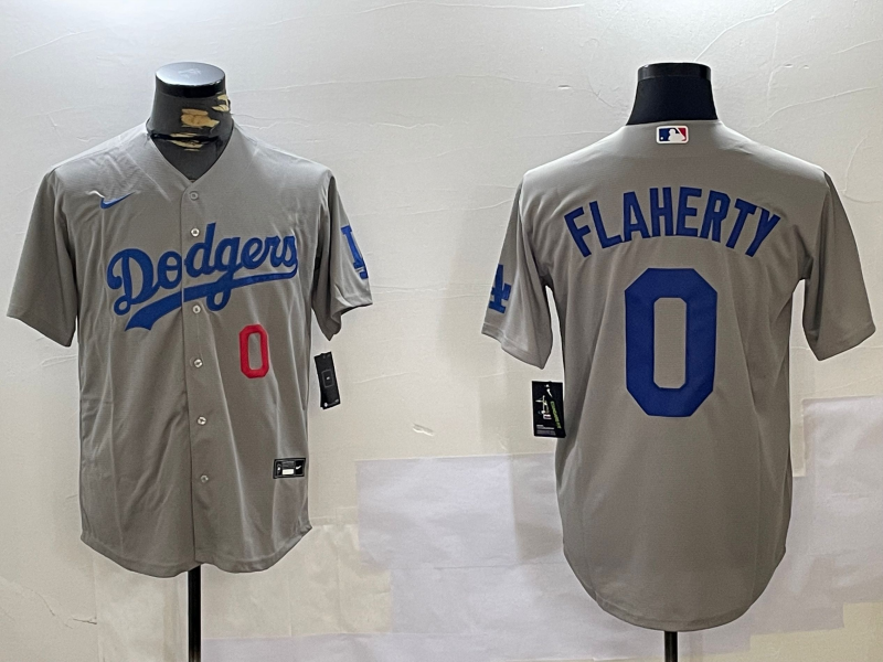Men's Los Angeles Dodgers Jack Flaherty #0 Gray Replica Player Jersey1 baseball jersey product view 1