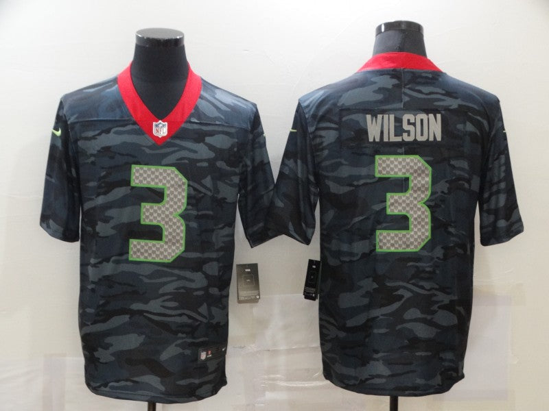 Men's Seattle Seahawks Russell Wilson #3 Gray Camouflage Game Jersey football jersey product view 1