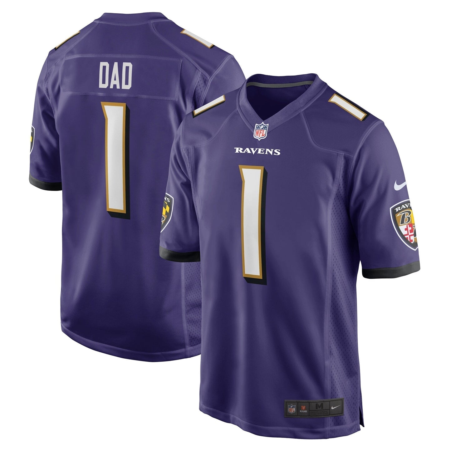 Number 1 Dad Baltimore Ravens Nike Game Jersey - Purple football jersey product view 1
