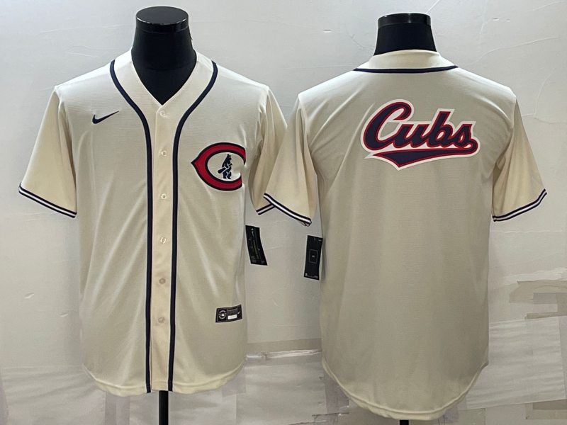 Men's Chicago Cubs Beige Alternate Replica Team Jersey1 baseball jersey product view 1