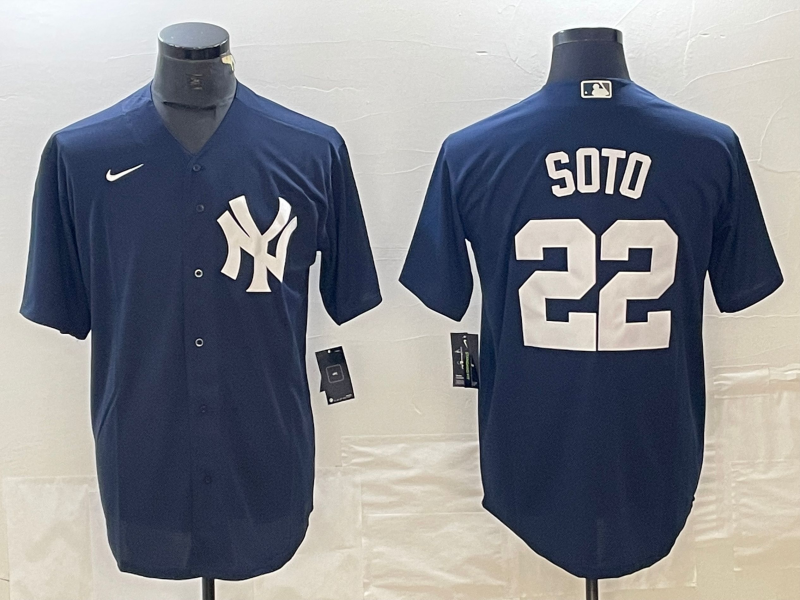 Men's New York Yankees Juan Soto #22 Navy Replica Player Jersey1 baseball jersey product view 1