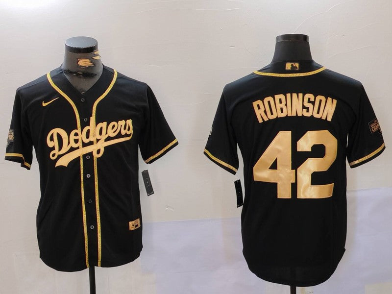 Men's Los Angeles Dodgers Jackie Robinson #42 Black Replica Player Jersey1 baseball jersey product view 1