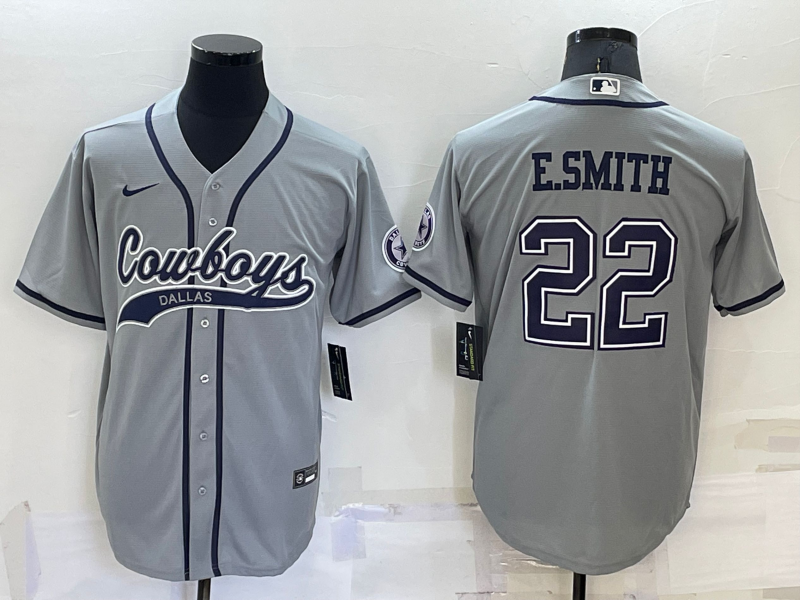 Men's Dallas Cowboys Emmitt Smith #22 Gray Game Jersey1 Joint Edition football jersey product view 1
