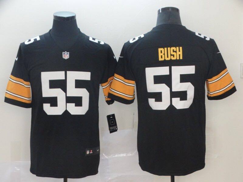 Men's Pittsburgh Steelers Devon Bush Jr. #55 Black Player Game Jersey1 football jersey product view 1