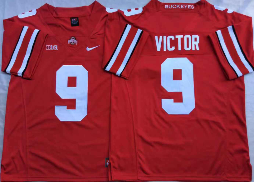 Men's Ohio State Buckeyes Binjimen Victor #9 Scarlet Player Game Jersey sports jersey product view 1