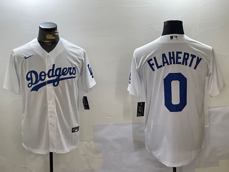 Men's Los Angeles Dodgers Jack Flaherty #0 White Replica Player Jersey1 baseball jersey product view 1