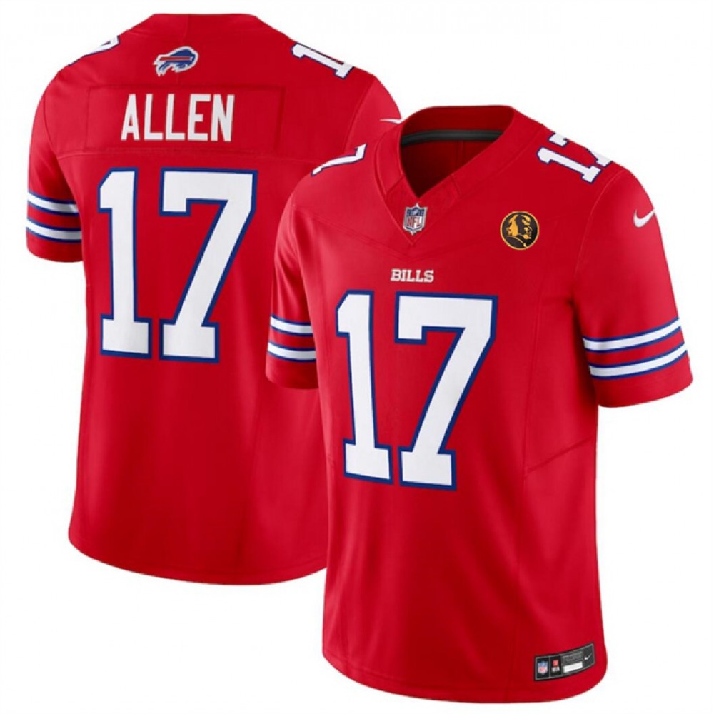 Men's Buffalo Bills #17 Josh Allen Red 2023 F.U.S.E. With John Madden Patch Vapor Limited Stitched Football Jersey football jersey product view 1
