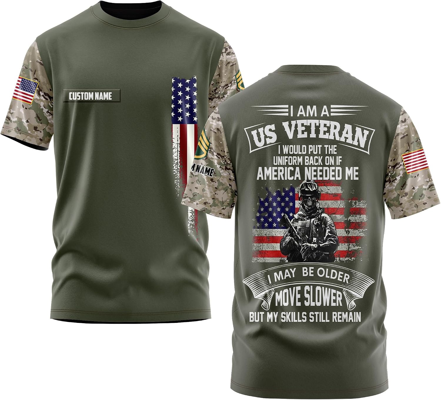 Personalized Veteran Military Rank Insignia I am a US - Adult & Kids T-Shirts, Sweatshirts & Hoodies apparel design preview 1