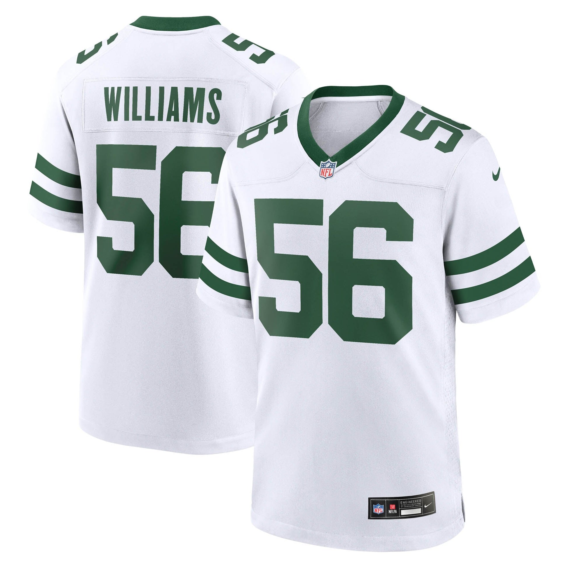 Quincy Williams New York Jets Nike Game Jersey - Legacy White football jersey product view 1