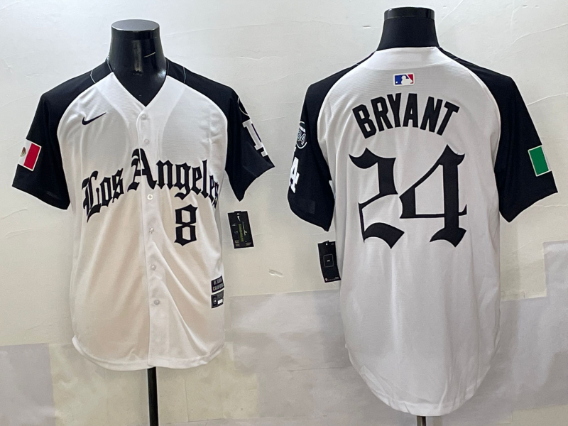 Men's Los Angeles Dodgers Kobe Bryant #8-24 White Game Jersey basketball jersey product view 1
