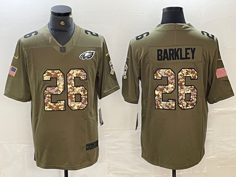 Men's Philadelphia Eagles Saquon Barkley #26 Olive Game Player Jersey1 football jersey product view 1